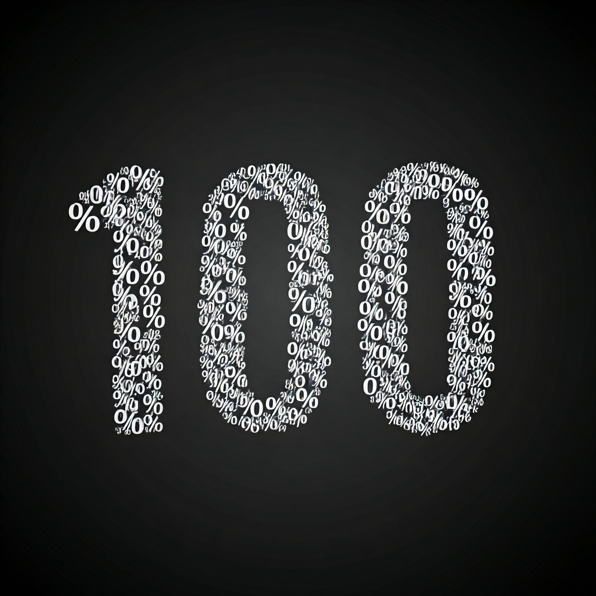 The number 100 formed from percent symbols.